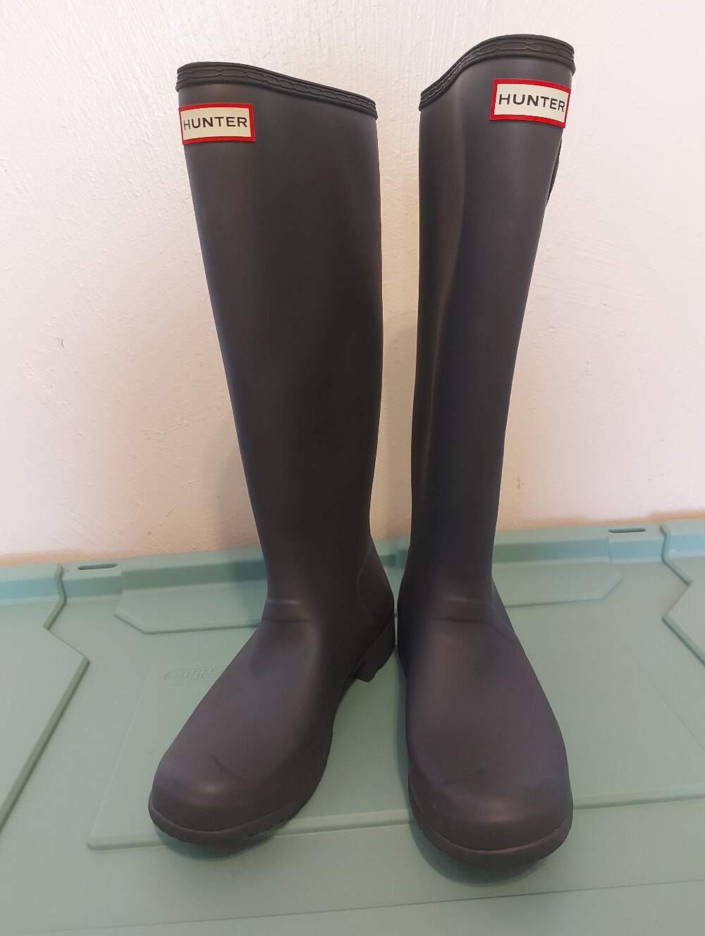 Hunter Tall Women's Rain Boots in Black with Red Logo Trim